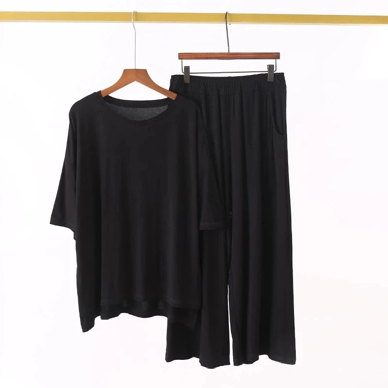 Plus Size 7XL 150K Summer Modal Pajamas Sets  Short Sleeve Top and Pants Women Soft Sleepwear Suit Home Women Female Sleepwear