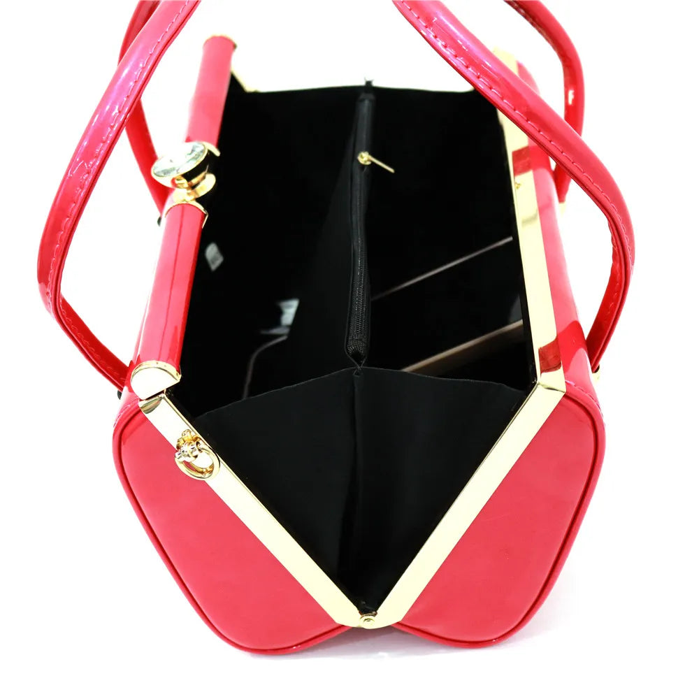 Rose Red Color Metal Rhinestones Fashion Elegant Large Capacity Evening Bag Diamond Luxury Women's Party Wallet Handbag