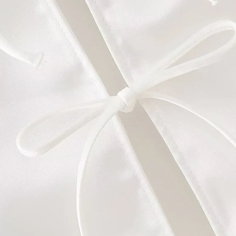 TRAF New Style Bowknot Tied Women Camis Summer V Neck Straps Tanks Sleeveless Backless Sexy Tanks Slim Female Crop Top Y2K