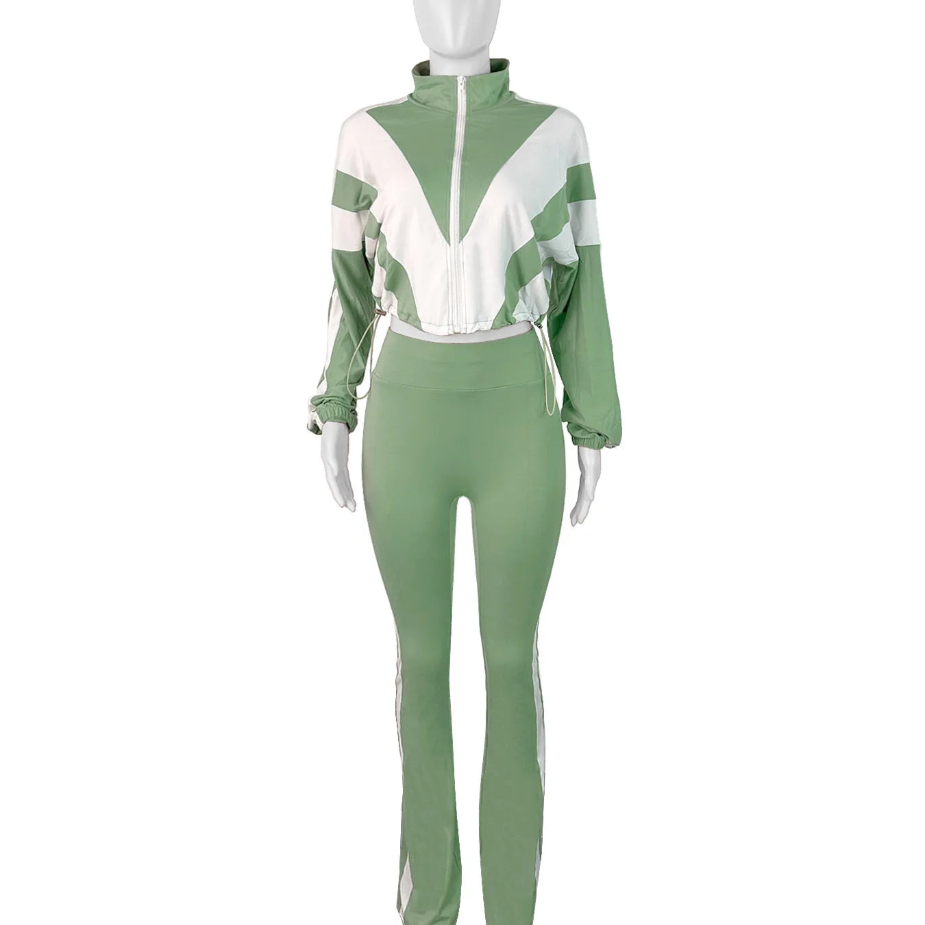 CM.YAYA Active Patchwork Women's Set Zipper Sweatshirt Jacket and Long Pants Suit 2025 Sporty Two 2 Piece Sets Outfit Tracksuit