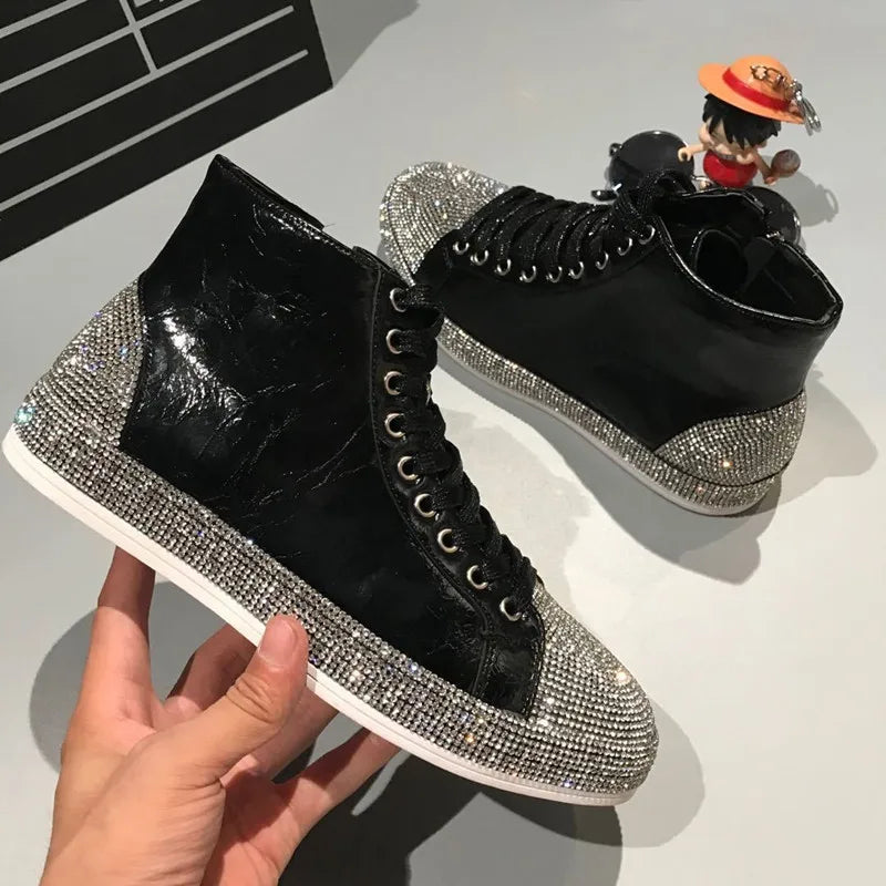 WUYAZQI New casual men's shoes Fashion high-top men's sports shoes Brightened men's board shoes