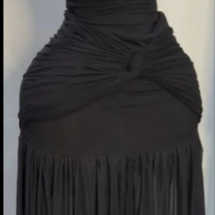 CM.YAYA Women Stacked Ruched Draped High Split Pleated Maxi Long Bodycon Dress 2025 Holiday Birthday Club Party Evening Dresses