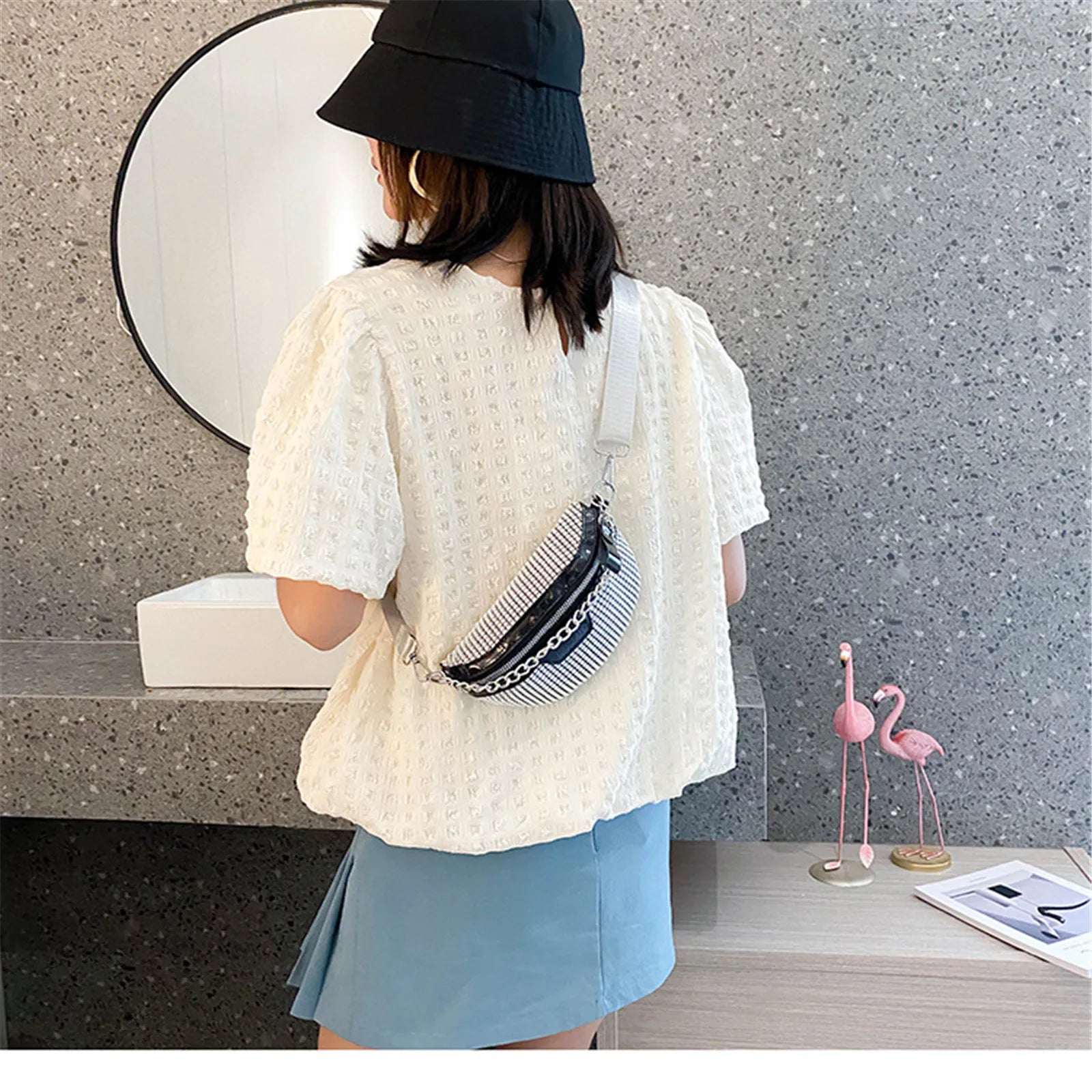 Personalized Small Waist Bags For Women Stylish Commuter Sequined Handbags Shoulder Strap Bag Lightweight Casual Shoulder Bag