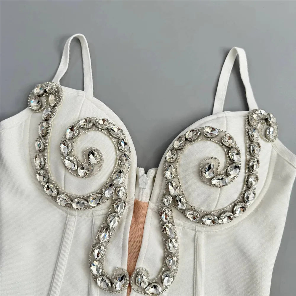 Arrival Women Sleeveless Sexy Strap Shinning Crystal Bodycon Mini Bandage Dress Nightclub Party Girls' Vacation Outfit