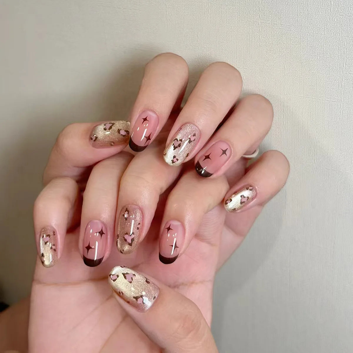 24pcs/30pcs/set fake nails for women cat eyes french nail tips purple red green brown color faux ongles press on false nail art