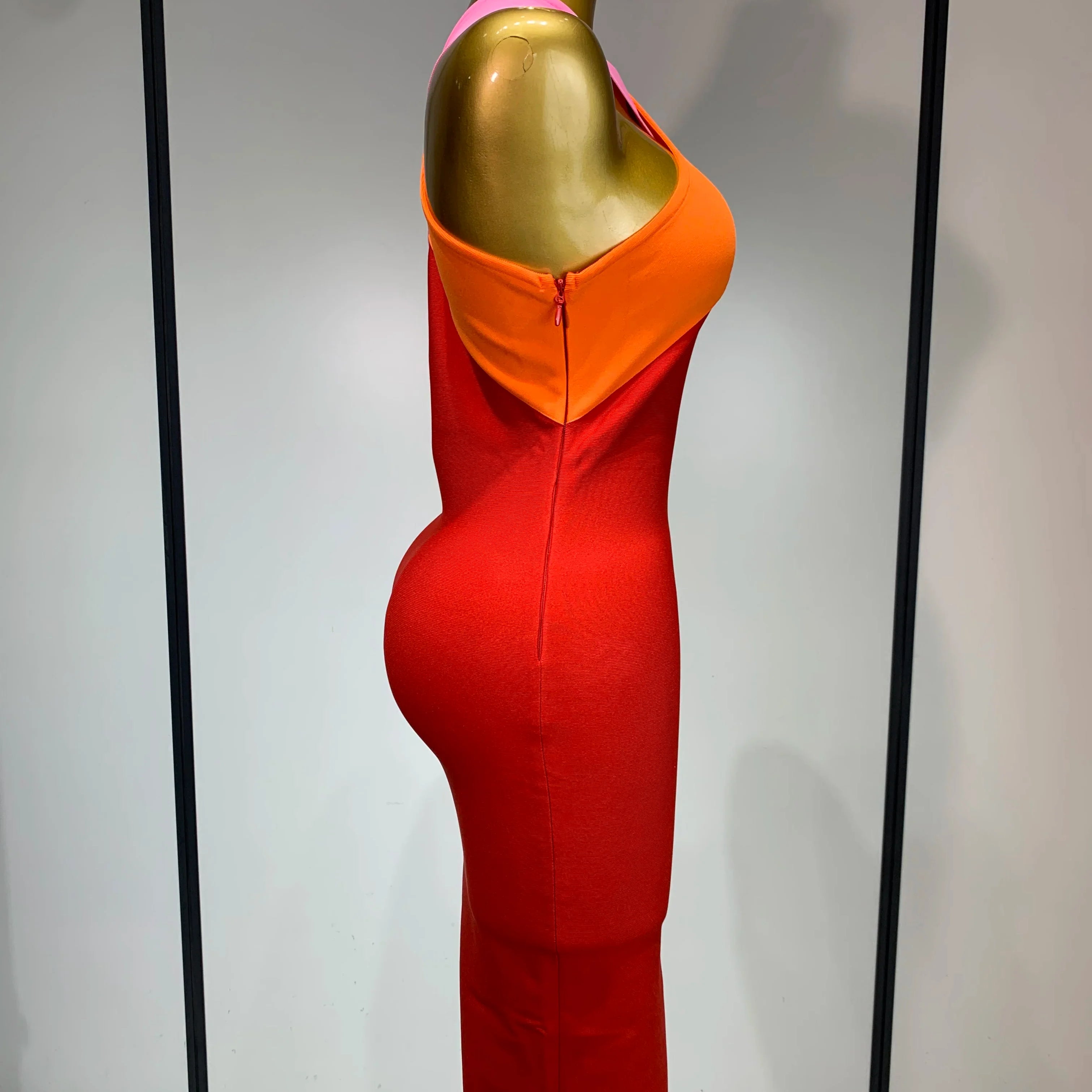 Women Sexy Backless Patchwork Bodycon Bandage Dress  Celebirty Elegant Evening Party Carnival Luxury Birthday Dresses