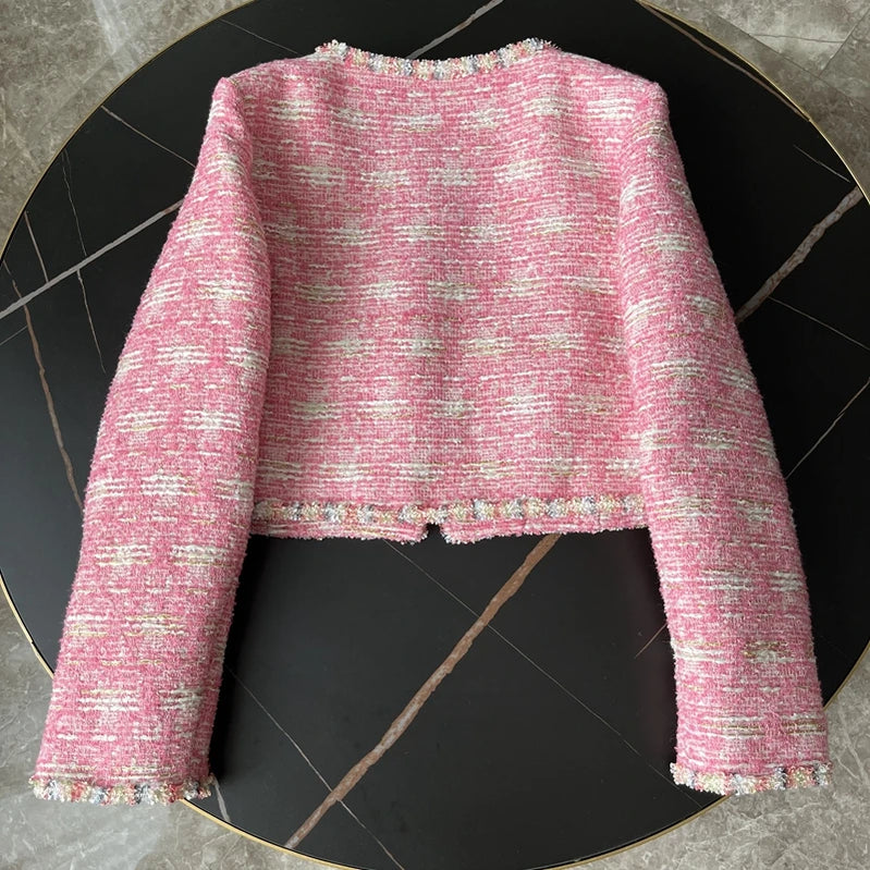 High Street French Vintage Small Fragrant Tweed Jacket For Women Luxury Runway Korean Fashion Woolen Short Coats Jaqueta Casacos