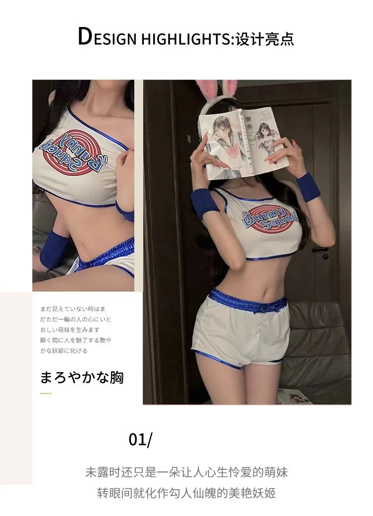 Space Lola Bunny Rabbit Cosplay Costume Rabbit Bunny Jam Costumes Women Girls Halloween Party Clothes Tops Shorts Outfit Set