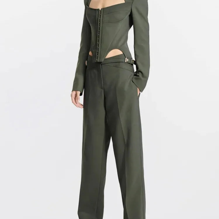 Solid Irregular Coats For Women Square Collar Long Sleeve Temperament Minimalist Coat Female Fashion Style Clothing