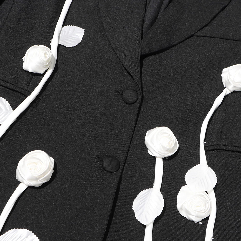 TWOTWINSTYLE Hit Color Spliced Appliques Fashion Jackets for Women Lapel Long Sleeves Patchwork Single Breasted Jacket Female