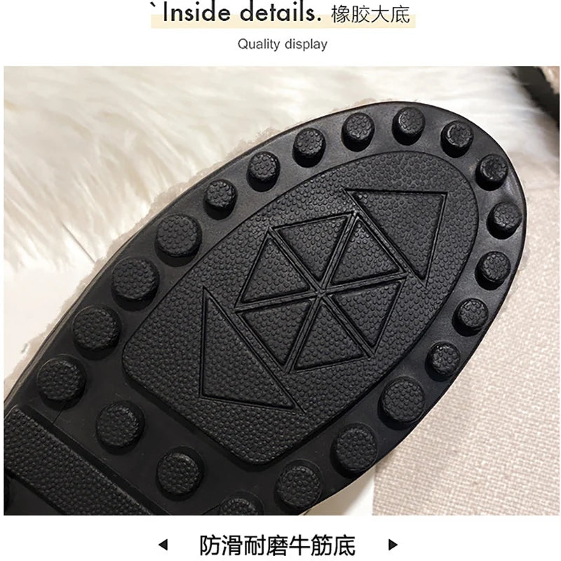 Women's Winter Plush Shoes Wear non slip warm flat bottomed snow boots Fashion belongs to decorative design Large 41-43