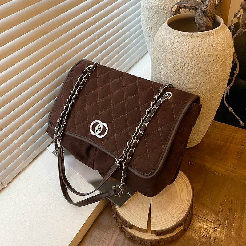 Retro Suede Leather Shoulder Bags for Women 2025 New Winter Underarm Bag Single Shoulder Crossbody Bag Fashion Handheld Bag