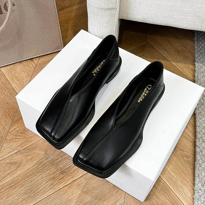 spring women's outerwear shoes Square toe design Mary Jane shoes Women's casual low-heeled shoes Work boat shoes 41-43