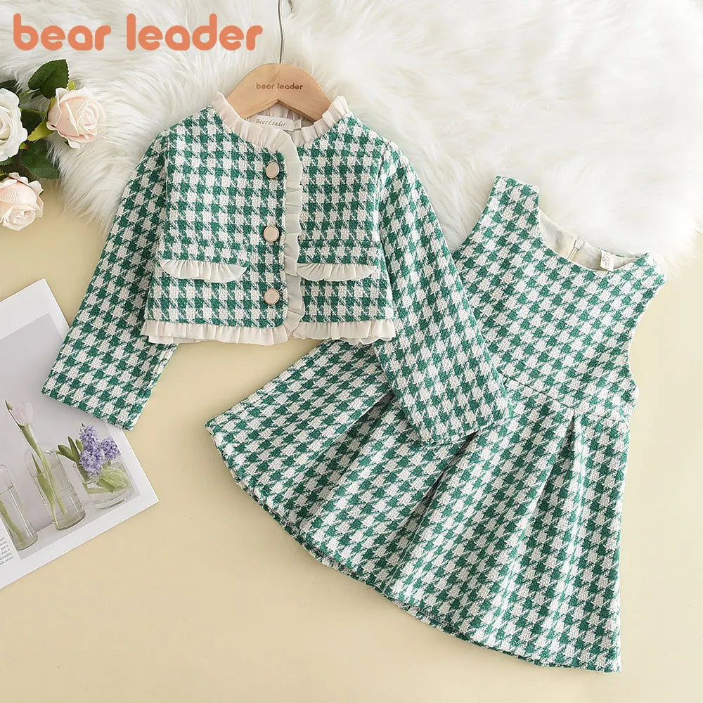 Bear Leader Baby Girls Clothes Set Autumn Winter Cartoon Grape Clothing Set New Kids Knitted Sweet Outfit Children Clothes Suit