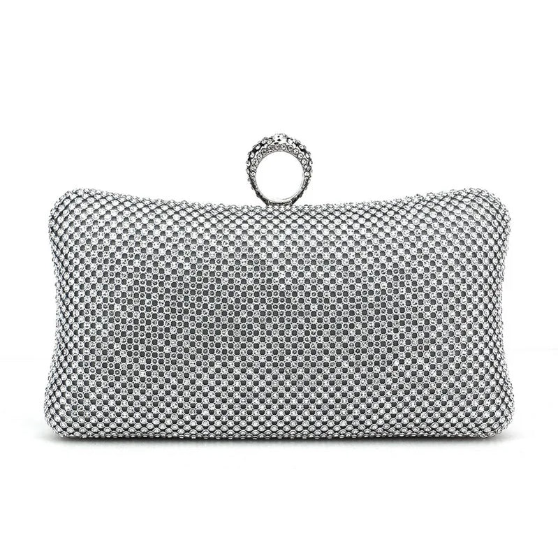 Rhinestones Women Bags Hollow Out Style Fashion Evening Bags Chain Shoulder Handbags Party Wedding Day Clutch Purse YM3210silver