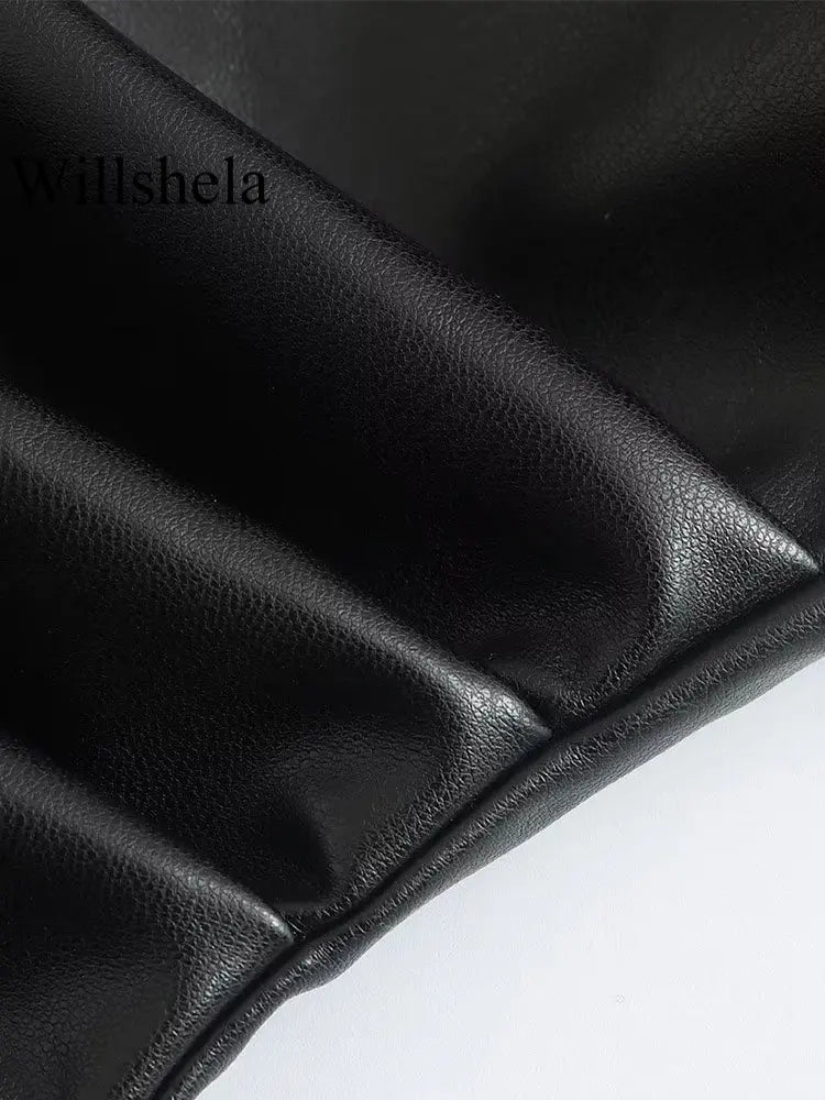 Women Fashion Black PU Leather Mini Slip Dress Vintage Square Collar Back Zipper Sleeveless Female Chic Lady Dresses