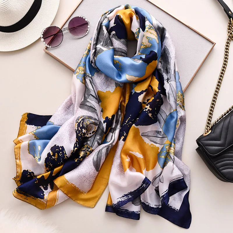 180*90cm Luxury Brand Spring Summer Autumn Women Clothing New Fashion Color matching printed silk scarf lady popular turba 57 180cmx90cm