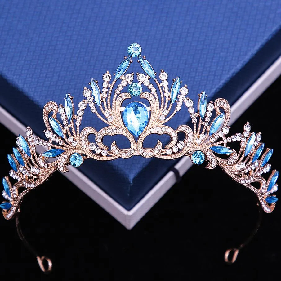 6 Colors Elegant Korean Girls Crystal Tiara Crown For Women Party Wedding Princess Rhinestone Bridal Crown Hair Jewelry
