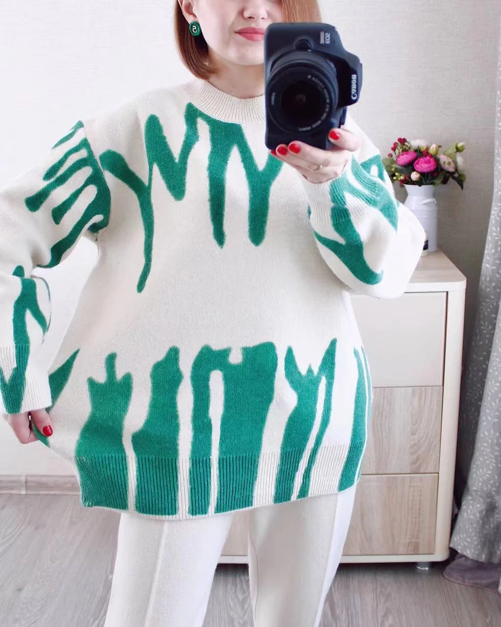 GIGOGOU Two Piece Women Autumn Winter Sweater TrackSuit OverSized Harem Pant Suits Lady Casual Warm Knitted Set