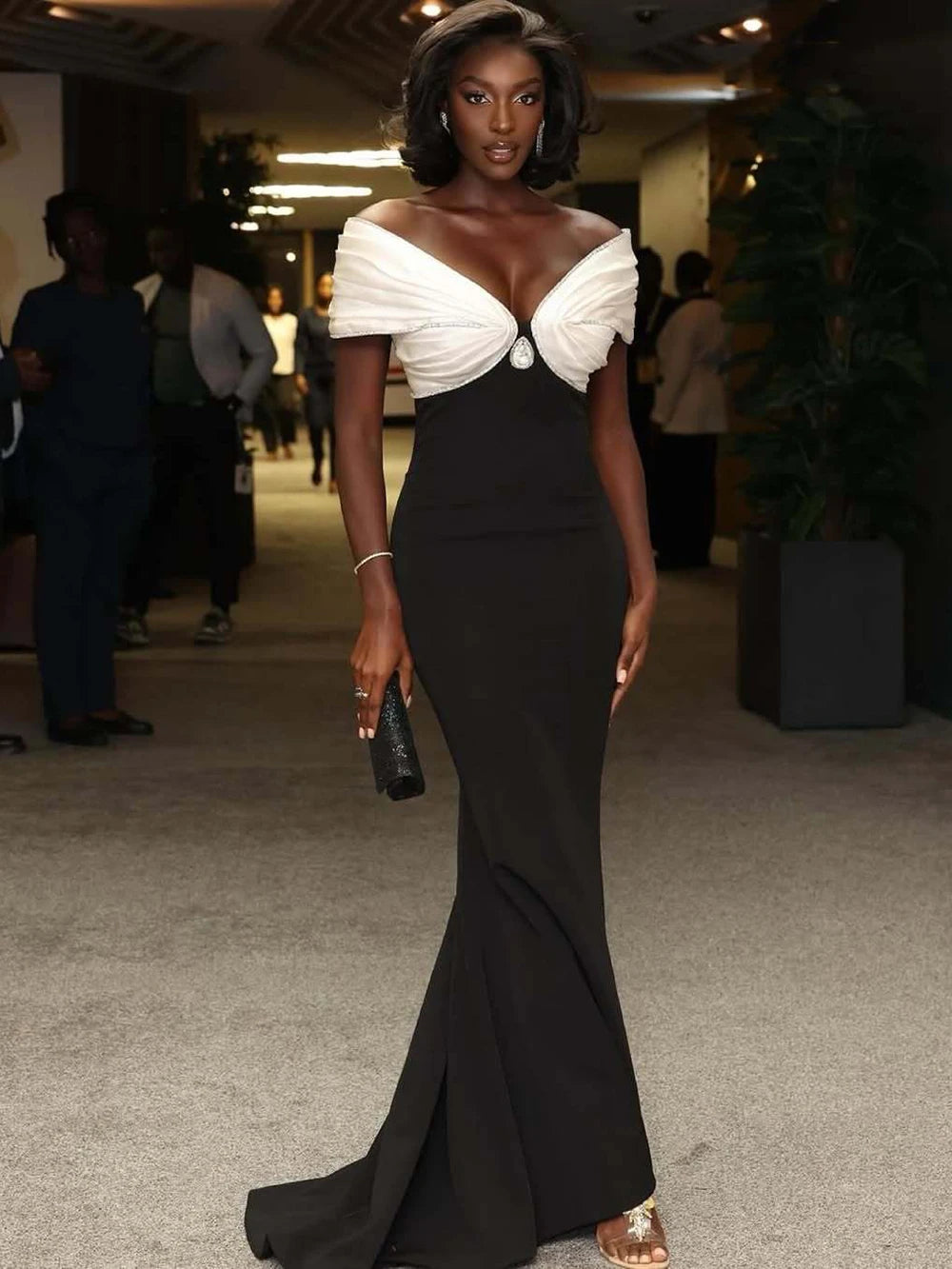 2025 Women Sexy Diamond Contrast Color Bandage Dress Off The Shoulder Patchwork Bodycon Clothes Club Party Elegant Dresses