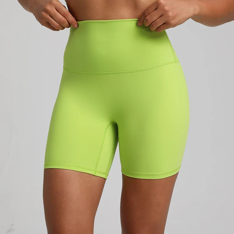 No Front Seam High Waisted Biker Shorts Sport Women Fitness Spandex Leggings Booty Buttery Soft Gym Workout Yoga Shorts 5 Inches Tender Green