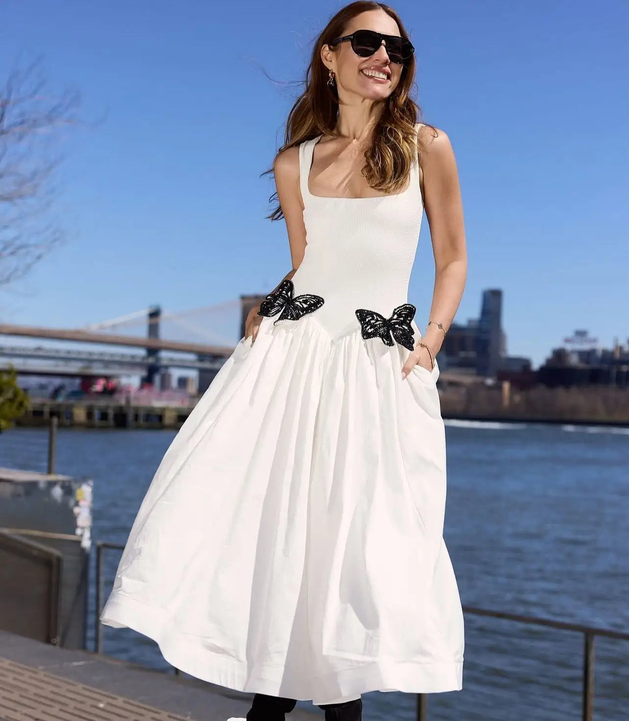 New Arrival White Color Women Sleeveless Sexy O-Neck Straight Long Dress Elegant Evening Party Celebrity High Street Wear