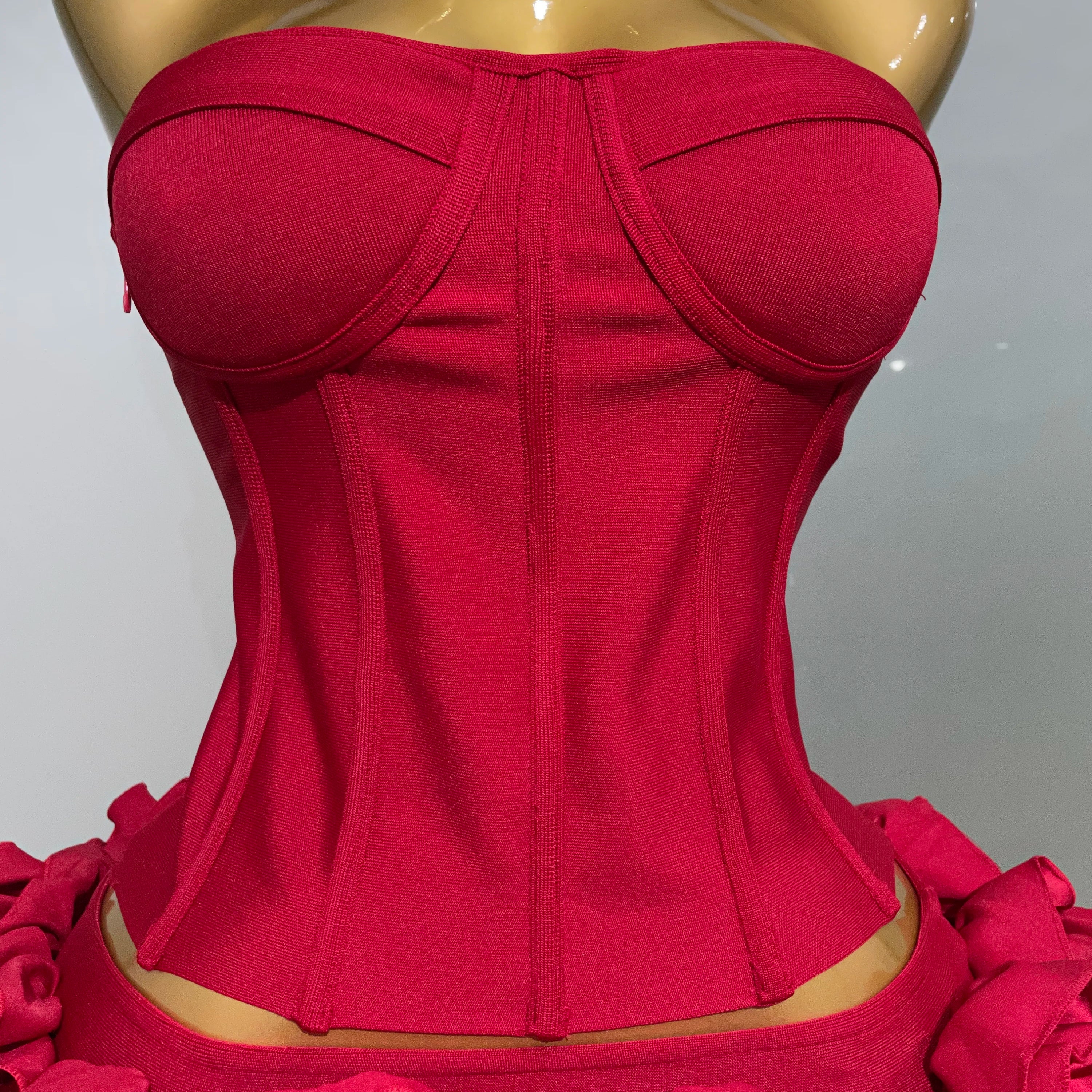 2025 Women Sexy Strapless Prom Gown Fashion Celebrity Club Party Skirt Set Birthday Cocktail Outfit Birthday Party Bandage Dress