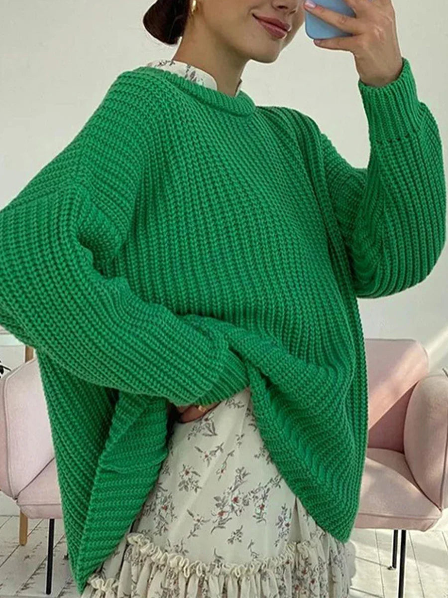 Womens Chunky Cable Knit Sweaters Solid Color Long Sleeve Crewneck Oversized Sweater Pullover Cute Fall Jumper Top