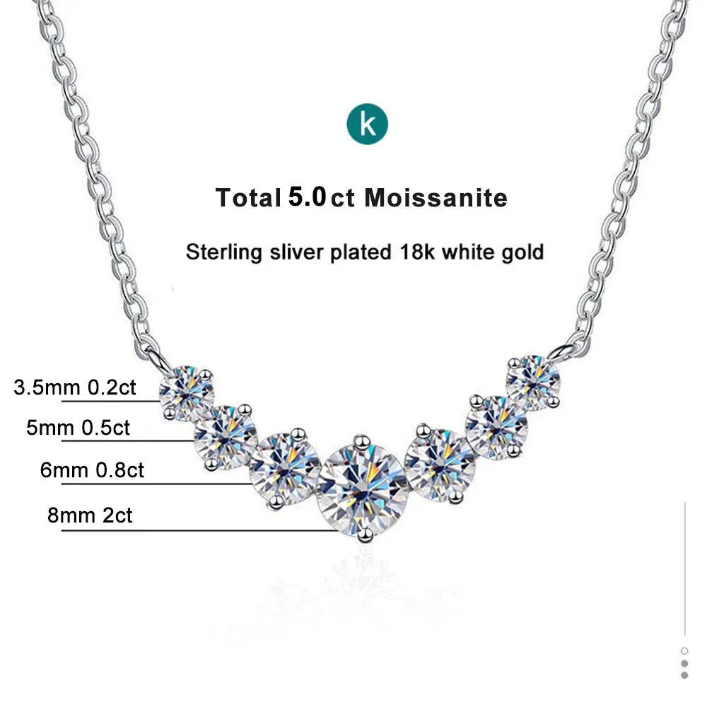 K.NOBSPIN Moissanite Necklace for Woman Wedding Fine Jewely with Certificates 925 Sterling Sliver Plated 18k White Gold Necklace 5ct