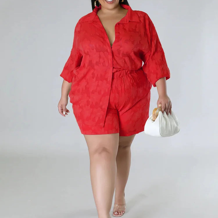 Wmstar Plus Size Two Piece Sets Women New Matching Sets Loose Shirts Top Shorts Tracksuit Casual Summer Wholesale Dropshipping