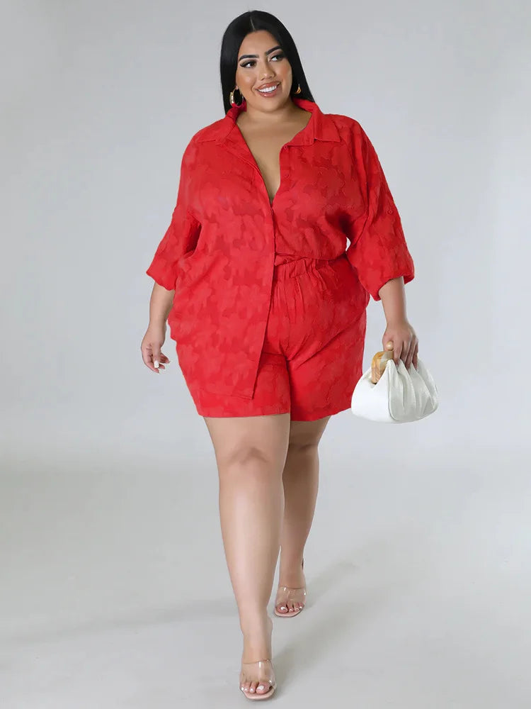Wmstar Plus Size Two Piece Sets Women New Matching Sets Loose Shirts Top Shorts Tracksuit Casual Summer Wholesale Dropshipping