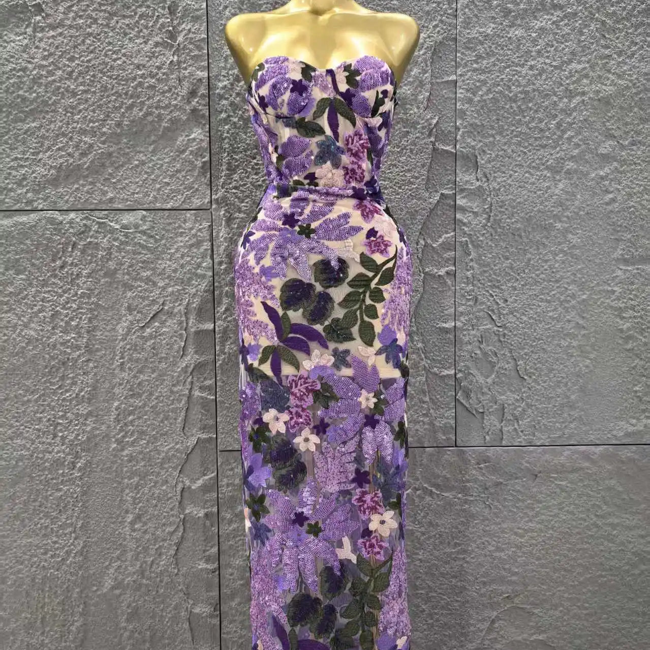 High Quality Women Sexy Strapless Embroidery Bodycon Long Dress Celebrate Evening Party Vacation Girls' Birthday Outfit