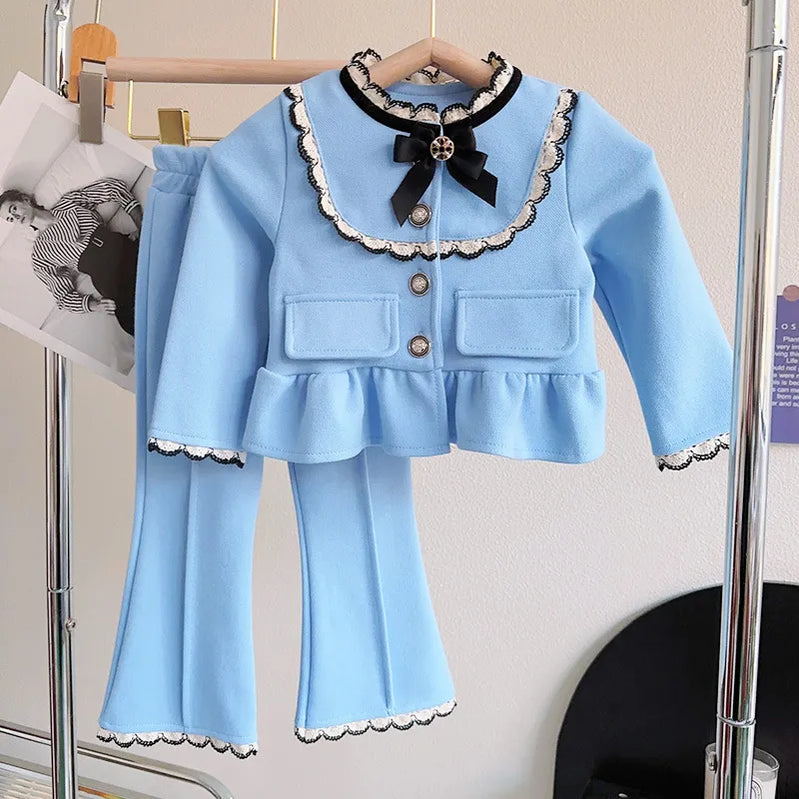 女の子の服セット2〜7Yの長袖春秋2pcs衣料品トラックスーツの赤ちゃんの衣装のために女の子向けの幼児パンツセット