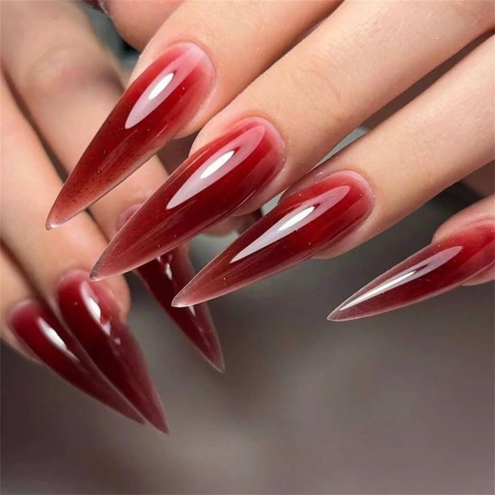 Milk White Long Stiletto Fake Nails 24Pcs Full Cover Stick-on False Nails Minimalist Charm Manicure Acrylic Press On Nails