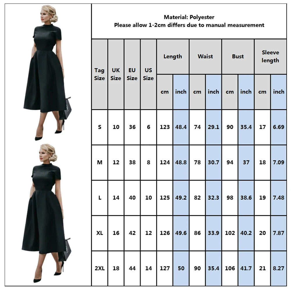 Women Elegant Black Dress Half High Collar High Waist A-Line Dresses Slim Fit Dress Office Lady Female Solid Vestidos