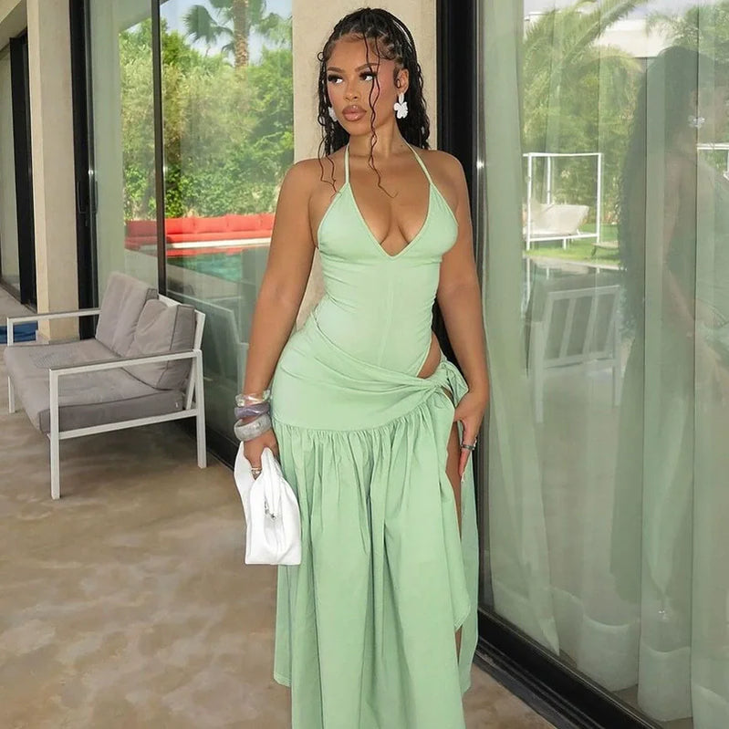 CM.YAYA Elegant Women's Set Sleeveless Strap Bodysuit +Long Skirts Set Autumn Tracksuit Sexy 2024 Tie Up Two 2 Piece Set Outfits