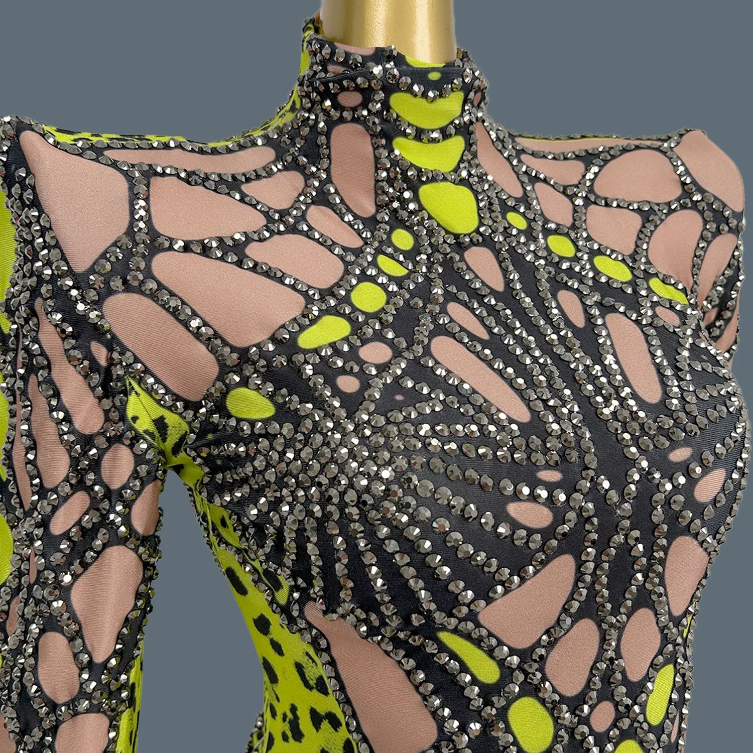 Sparkly Rhinestone Spandex Elastic Bodysuit gig Party Show Costume Fashion Women Dance Bodysuit Sexy Girls Club Wear Chongdong