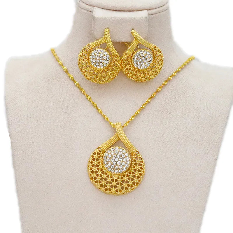Dubai Jewelry Sets for Women 24k Gold Color Love Ethiopian African Heart Necklace Earrings Sets Arab Bridal Dowry Jewelry Ethiopia Jewelry 6