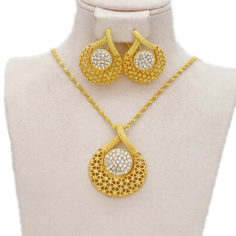 Dubai Jewelry Sets for Women 24k Gold Color Love Ethiopian African Heart Necklace Earrings Sets Arab Bridal Dowry Jewelry Ethiopia Jewelry 6