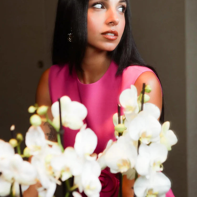 VC Women' Birthday Party Dress Sweet Sexy Waist Hollow Out 3D Flower Hot Pink Bandage Stretch A-Line Mini Dress