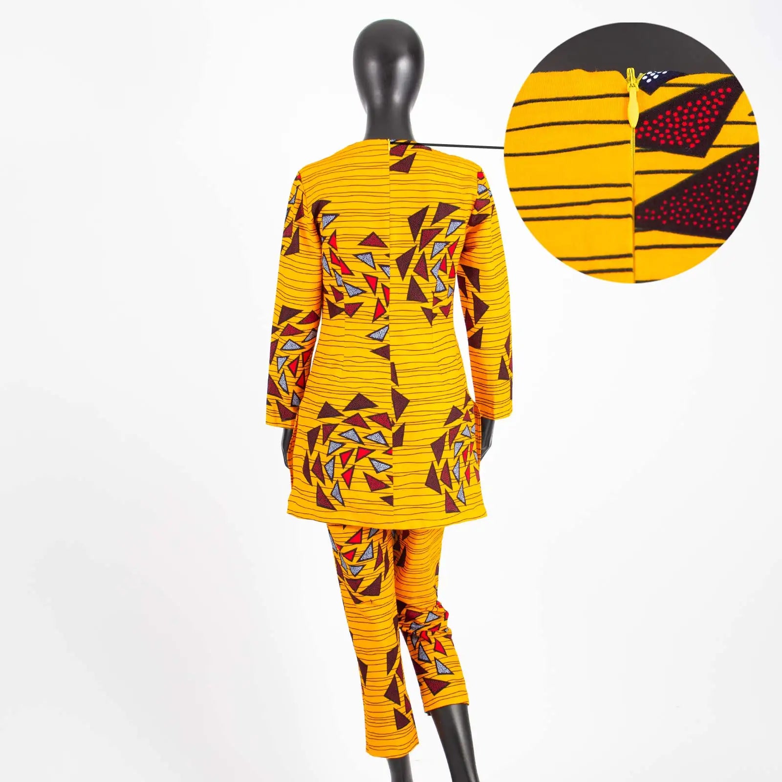 African American Women's Printed Fabric Top with Pants, Dazzling Stamping Set, Long Sleeve, Plus Size, Fashion, A2226026