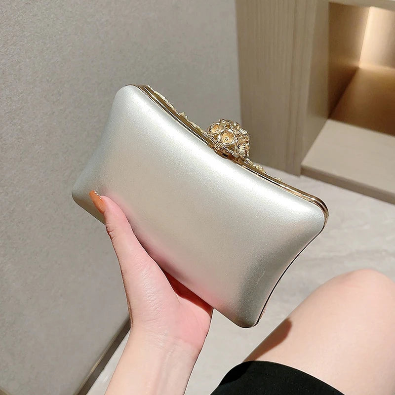 Hollow Rhinestone Evening Bag Elegant Box Clutch Purse Women's Handbags For Party Prom Wedding