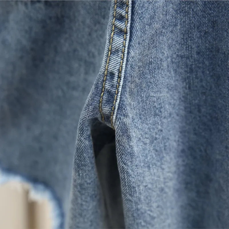 Plus Size Women Denim Shorts 2023 Summer Fashion Straight Jeans Loose Hot Pants Oversized Curve Clothes J4-1048