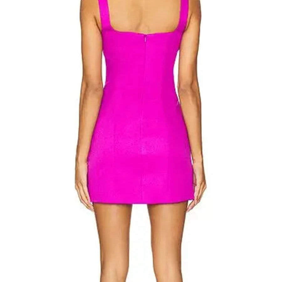 TWOTWINSTYLE Rose Slimming Spliced 3D Flower Mini Elegant Dresses for Women Square Neck Sleeveless Dress Female Fashion Clothing