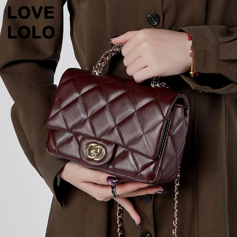 Paris-Inspired Quilted Top-Handle Handbag Women's Chain Strap Shoulder Purse Luxury Designer Crossbody Bag for Women 2025