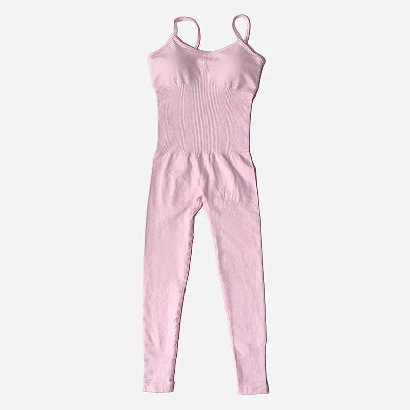 Women's Tracksuit Yoga Set Seamless Jumpsuits One Piece Fitness Workout Rompers Sportswear Gym Set Workout Clothes For Women Pink