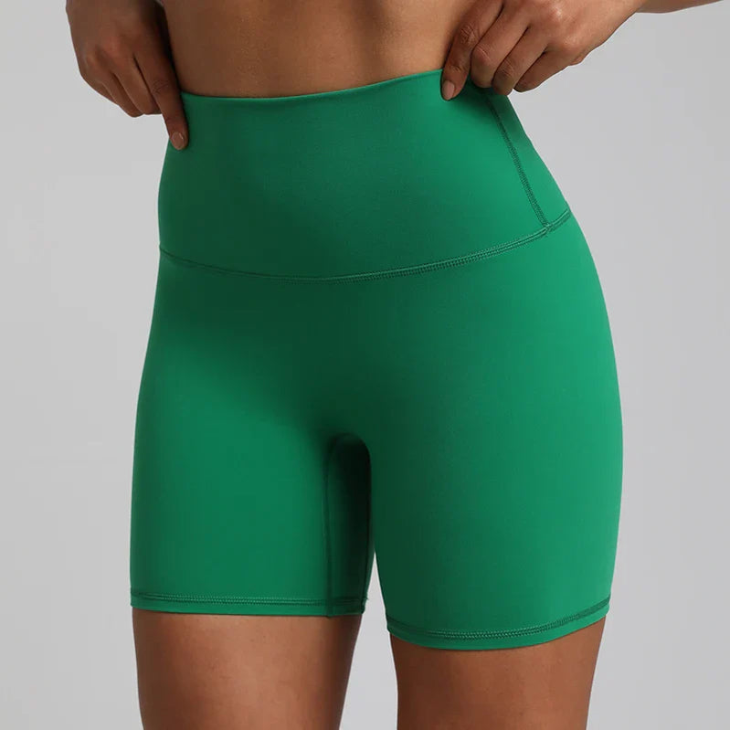 No Front Seam High Waisted Biker Shorts Sport Women Fitness Spandex Leggings Booty Buttery Soft Gym Workout Yoga Shorts 5 Inches Retro Green
