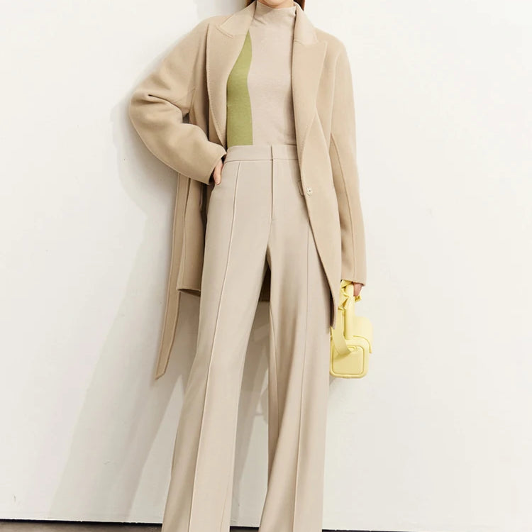 Minimalism Knitted Sweater Women Autumn All-match Slim Half High Collar Splicing Design Soft Clothing Tops