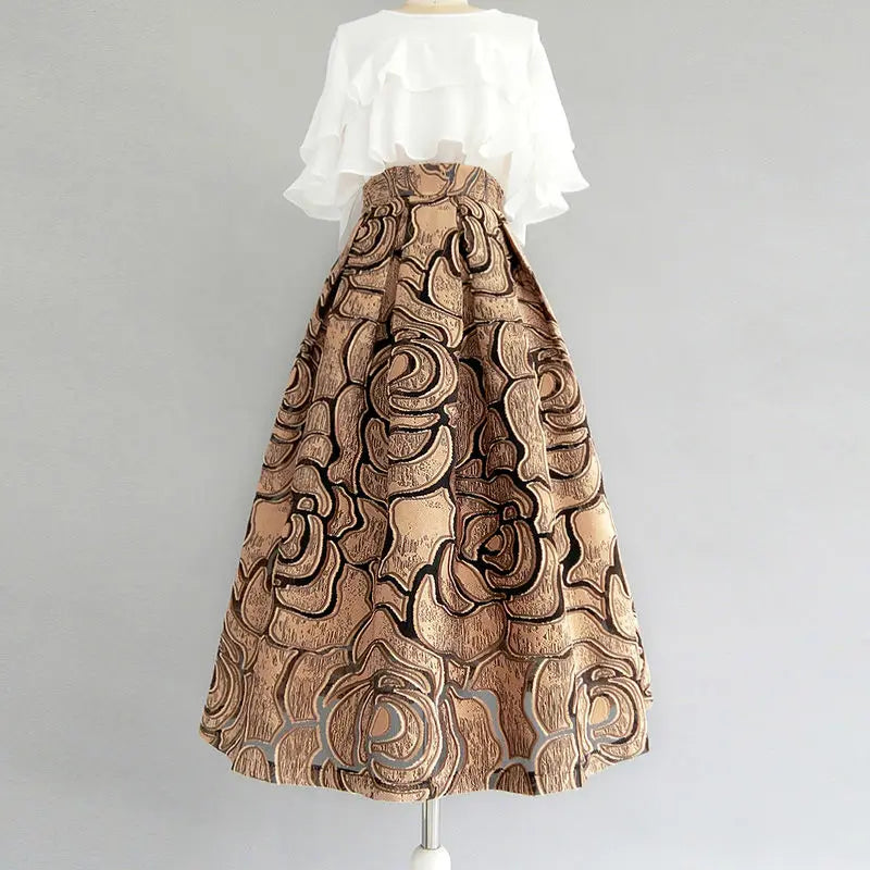 Fashion Zipper Spliced Gauze Folds Vintage Skirts Women's Clothing Summer New Loose Office Lady High Waist Skirts