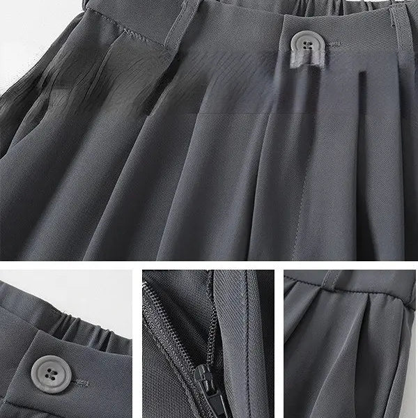 Summer Ice Silk Wide Trousers for Women Loose White Thin Straight Pants Elegant Office Women Baggy Stacked Pants Sweatpants